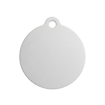 Blank silver round metal tag with a hole isolated on transparent background
