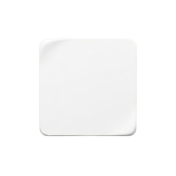 Blank white square button with rounded corners isolated on transparent background