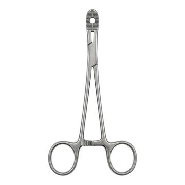 Surgical sponge holding forceps on transparent background
