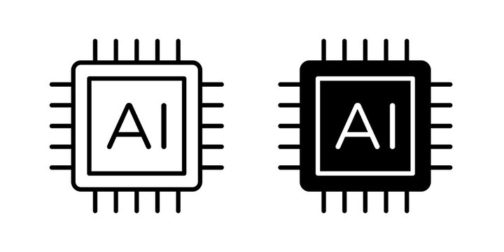 AI chip icon flat clipart series