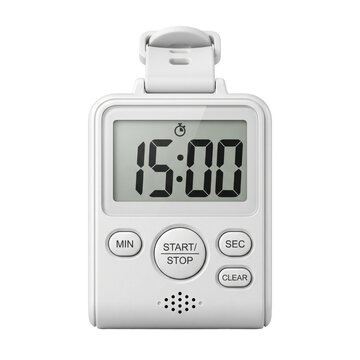 Digital medical countdown timer device on transparent background