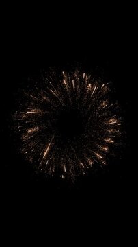 Golden particle trails spiral luminous circular vortex on black. for luxury transitions, logo reveals, futuristic portals, celebration intros, cosmic scenes, title animations, and motion backgrounds.