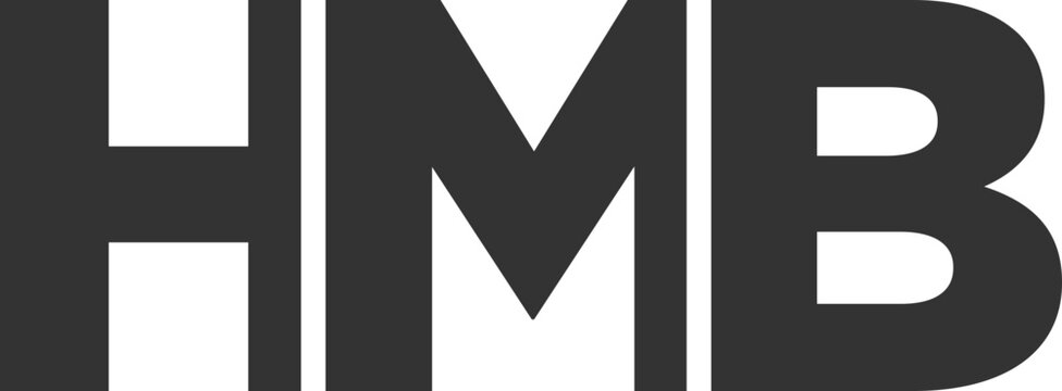 HMB logo design template with strong and modern bold text. Initial based vector logotype featuring simple and minimal typography. Trendy company identity.