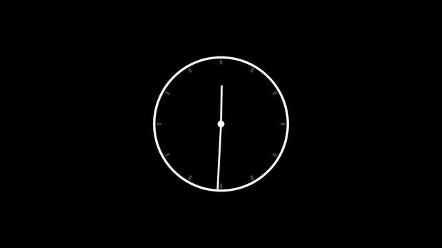 abstract analog clock animation in 12 Hour. Seamless motion animated footage. White colored watch with hands moves quickly.