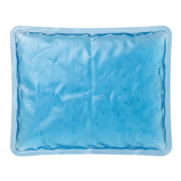 Reusable blue gel cold compress pack on transparent background