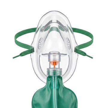 Medical non rebreather oxygen mask with reservoir on transparent background