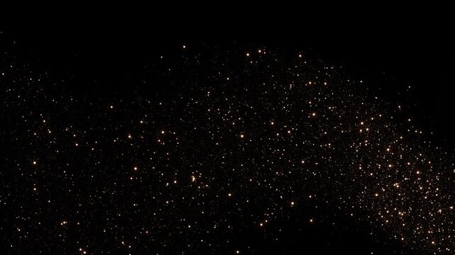 A graceful ribbon of sparkling gold dust flows scene, premium luminous trail. logo reveals, beauty campaigns, gala invitations, anniversary openers, festive ads, overlays, sophisticated titles.