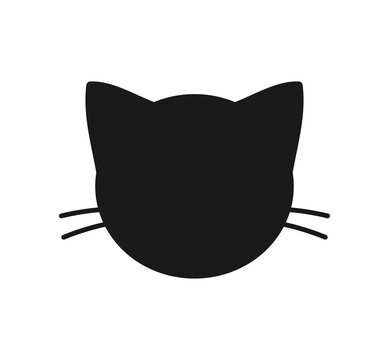 Black cat head shape cute icon. Design element sticker or label. PNG illustration.