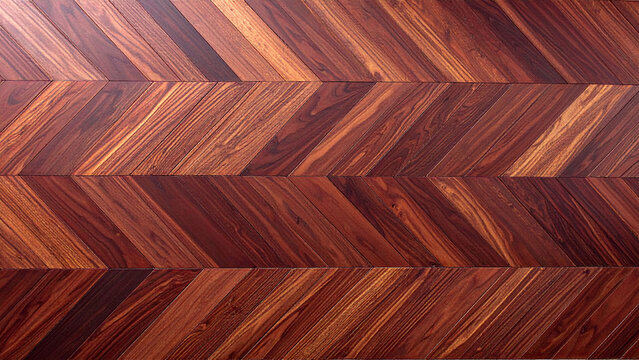 This sophisticated warm brown chevron parquet wooden floor texture, showcasing elegant diagonal patterns with no people, evokes a cozy, luxurious feel perfect for interior design mockups.