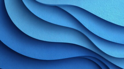 Fototapeta premium Abstract blue background featuring layered paper curves with soft textured surfaces created using digital rendering for a clean modern aesthetic design