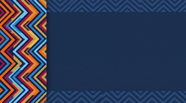 Abstract background featuring colorful chevron zigzag patterns and borders on dark navy blue textured backdrop perfect for modern creative design projects wallpaper.