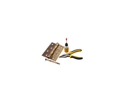 Rusty Door Hinge Maintenance with Lubricating Oil and Pliers