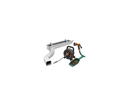 Gutter and Downspout Unclogging Tools with Drain Auger and Hose