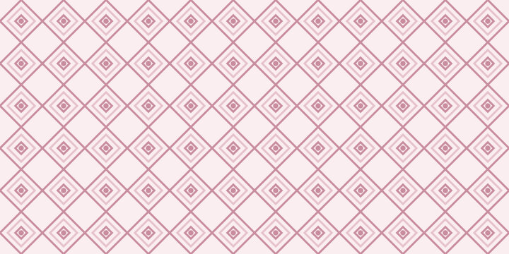 Soft pink and pale blush geometric diamond pattern with concentric square shapes for background