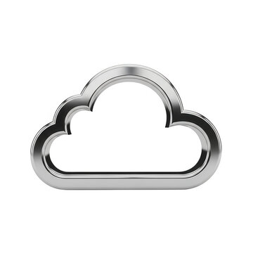 Minimalist metallic cloud icon with abstract lines