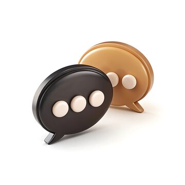 Two 3d speech bubble icons for communication and social media messaging design
