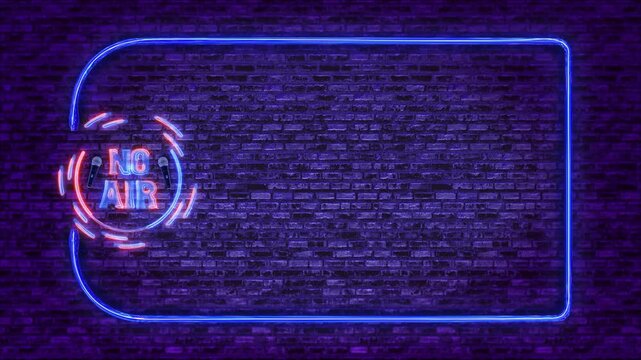 Vibrant neon studio frame on a textured brick wall with broadcast signage and empty layout space. Perfect motion backdrop for podcasts, music programs, live announcements, creator promos, and openers.