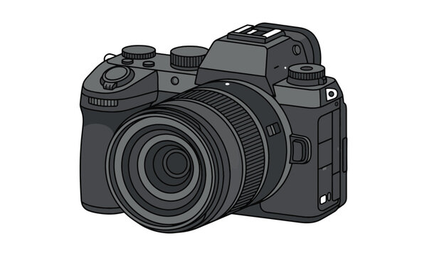 Professional Mirrorless DSLR Camera Vector Illustration