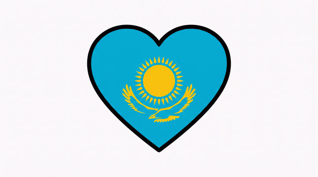 Kazakhstan flag heart icon with white background