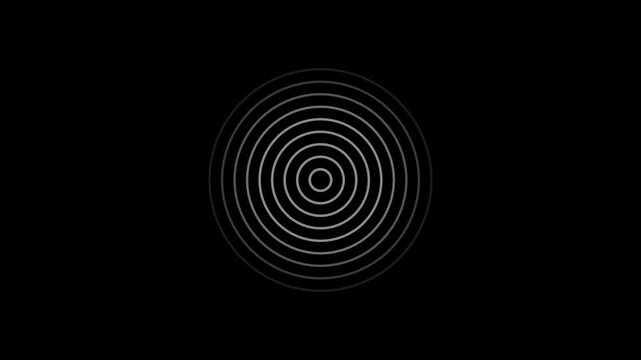Subtle concentric circular wave lines expanding from center point on a dark background minimalist animation displaying faint ring structures outwards smoothly circles waves rings minimalist abstract