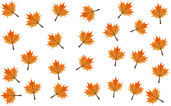 Scattered Autumn Maple Leaves Seamless Pattern Background Vector PNG