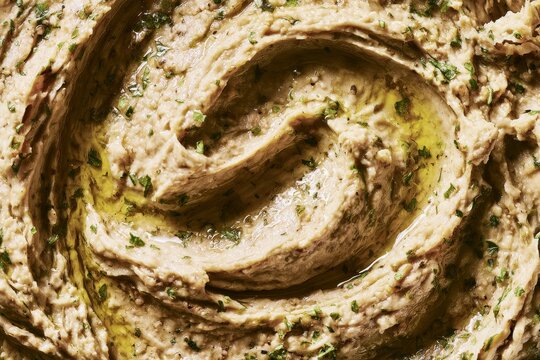 Homemade dip made from blended beans and herbs served in a bowl during a snack time