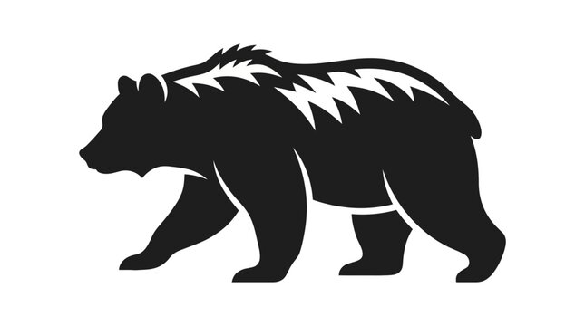 Black grizzly bear silhouette graphic icon walking