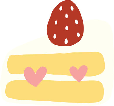 strawberry fruit cream cake dessert vector cartoon illustration