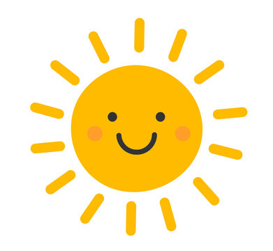 Smiling sun icon. PNG illustration on transparent background.