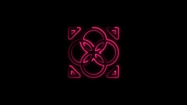 Glowing neon pink graduation cap connected to network nodes abstract concept digital icon