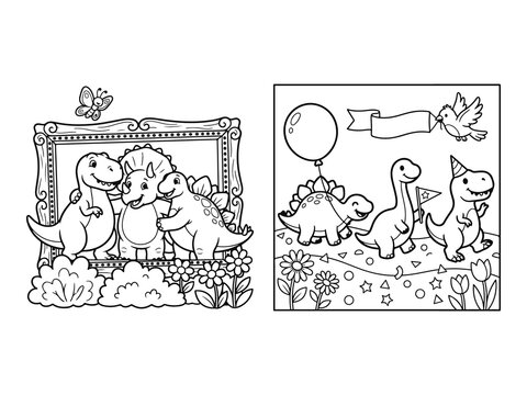 Dinosaur Building Sandcastle and Dinosaur Color by Number Page Coloring Pages