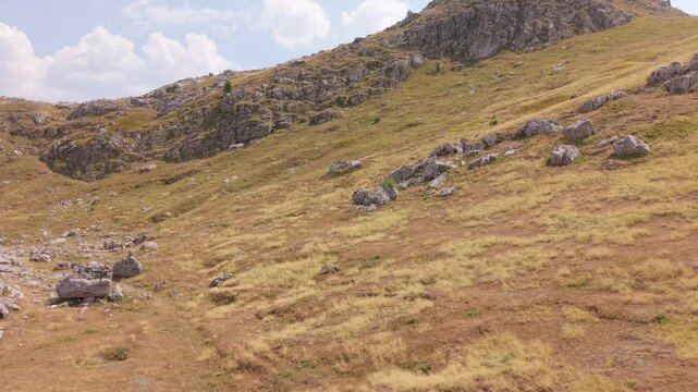 Aerial View of Rocky Grassy Slopes and Mountain Peak in Visocica, Bosnia and Herzegovina