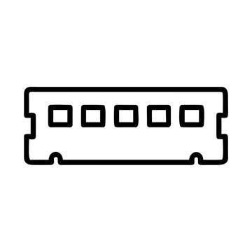 Modern ram memory module icon with notches and slots isolated on white background, Vector, illustration