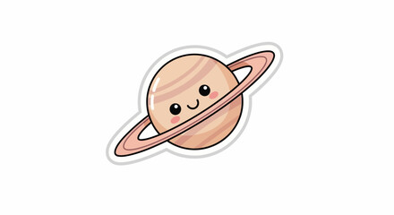 Cute Kawaii Saturn Planet with Rings, Isolated © tehong