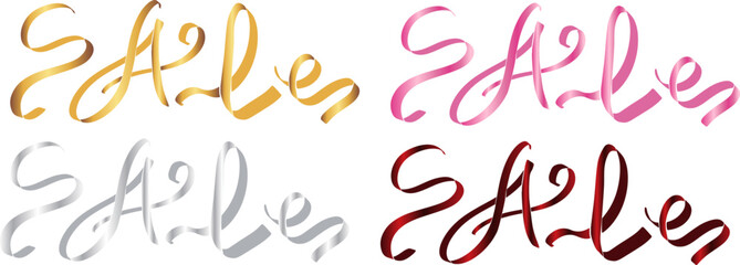 Obraz premium large set of thin ribbons with color gradients that spell out the word 