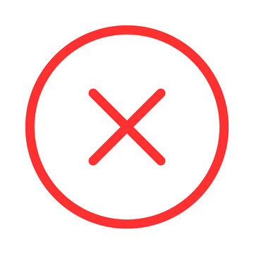 Red cross mark inside a vibrant circular shape representing error failure or delete action with a clear transparent background transparent background