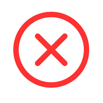 Bright red circular cross mark symbol icon indicating error incorrect cancellation or warning alert transparent background