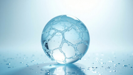 Fototapeta premium Melting Ice Sphere with Water Droplets for Marketing Text