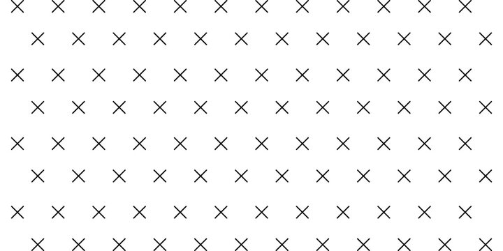 Seamless pattern of simple black hand drawn letter x marks on a clean minimal background