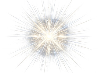 Fototapeta premium Abstract starburst explosion with golden light rays and sparkling particles isolated on a white background design element 
