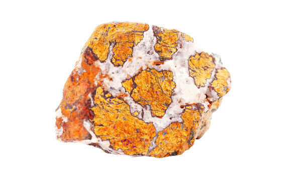 Macro view of raw chalcopyrite ore with metallic golden surface, natural gemstone crystal formation isolated, hydrothermal mineral specimen for earth science.