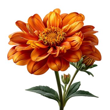 Single tithonia flower with vivid orange petals and detailed golden center