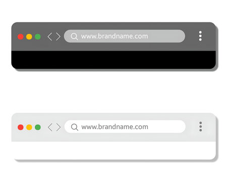 Modern Web Browser Window Mockup with Dark and Light Themes, vector illustration 