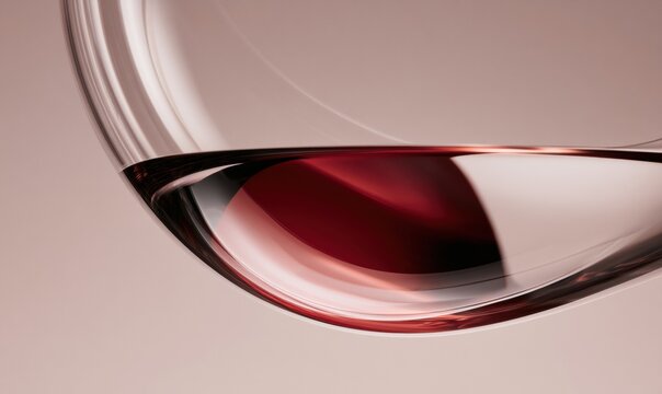 Wine glass filled with deep red liquid, minimalist background