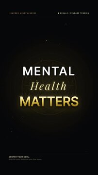 Animated Mental Health Matters Typography Text on Dark Background with Glowing Ambient Light (Vertical Video)