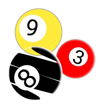 pool balls on white background