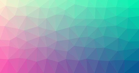 Obraz premium Abstract Polygonal Gradient Background: A vibrant and modern abstract background featuring a mosaic of interconnected polygons in a smooth gradient of pastel pink, purple, teal, and mint green.