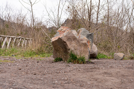 Vesuvius volcanic rock on a woodland trail