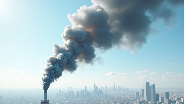 Smoke Dissolving into Clean Air Urban Skyline