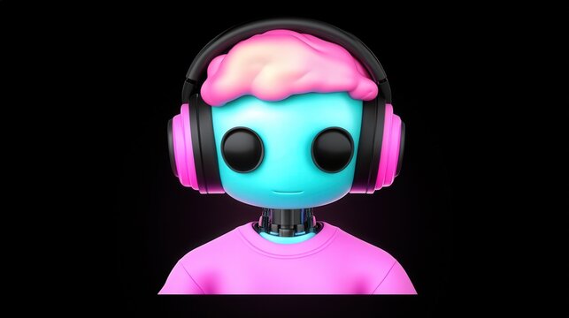 Character with Headphones Illustrating Modern Digital Culture